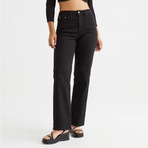 Black H&M Wide-leg Twill Pants